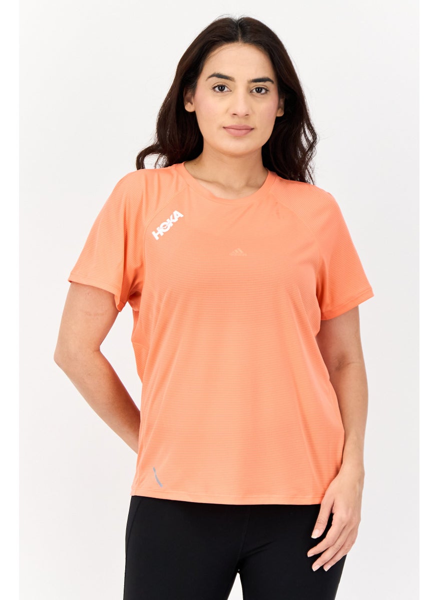 Women Sportswear Fit Short Sleeve Running Top, Coral