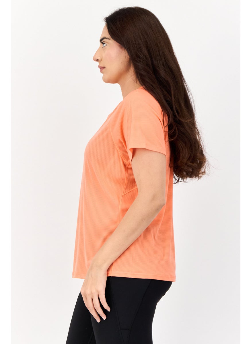 Women Sportswear Fit Short Sleeve Running Top, Coral
