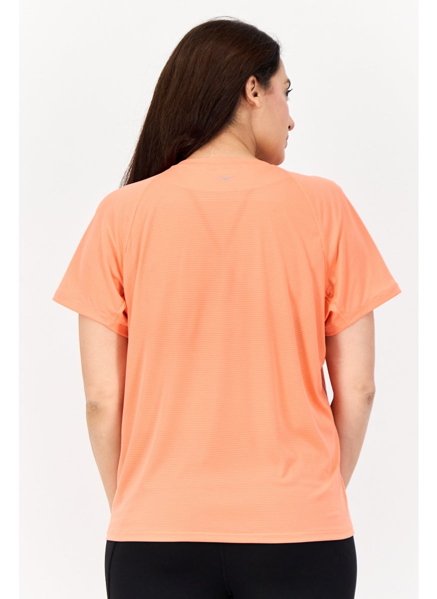Women Sportswear Fit Short Sleeve Running Top, Coral