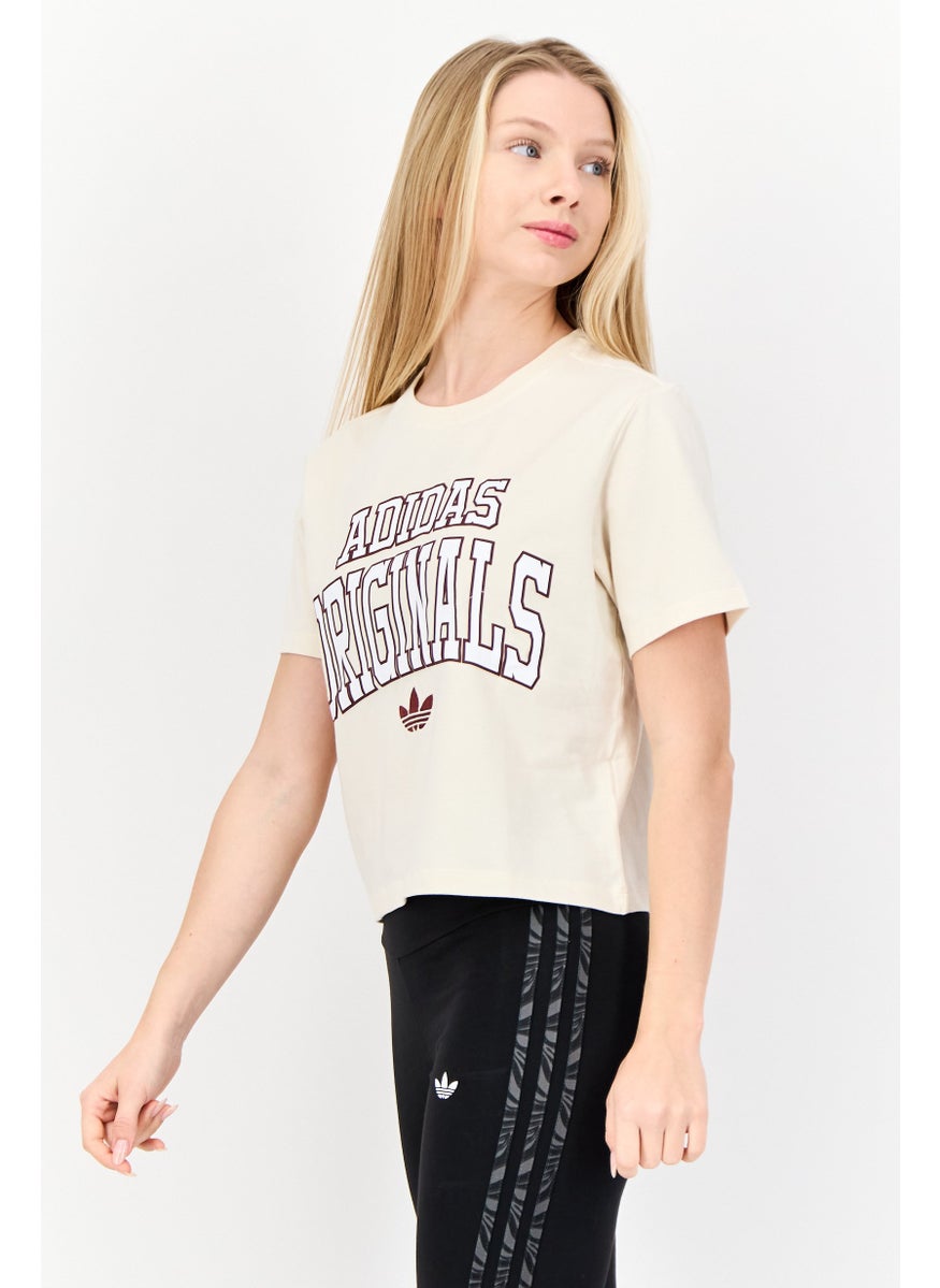 Women Sportswear Fit Short Sleeve Outdoor T-Shirt, Cream