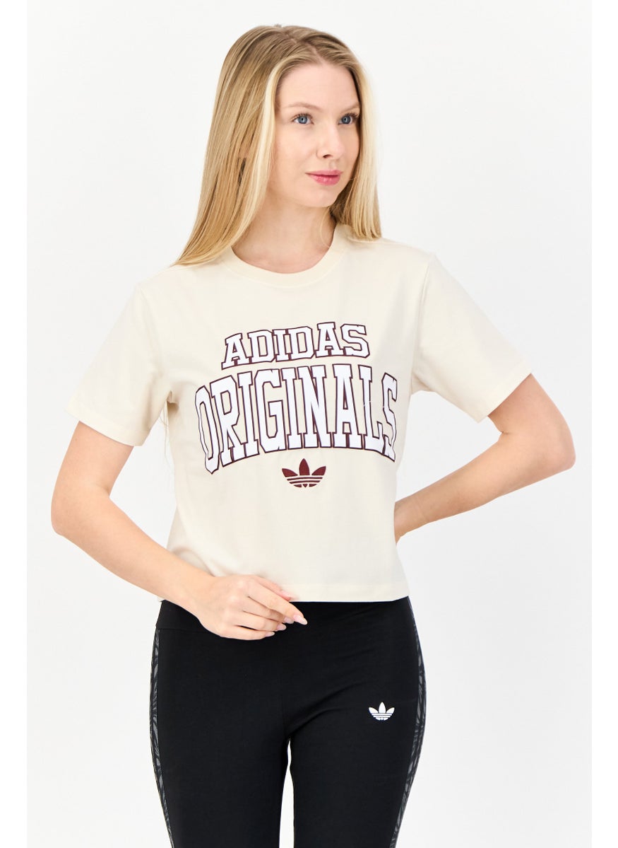 Women Sportswear Fit Short Sleeve Outdoor T-Shirt, Cream