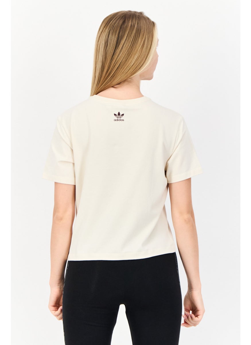 Women Sportswear Fit Short Sleeve Outdoor T-Shirt, Cream