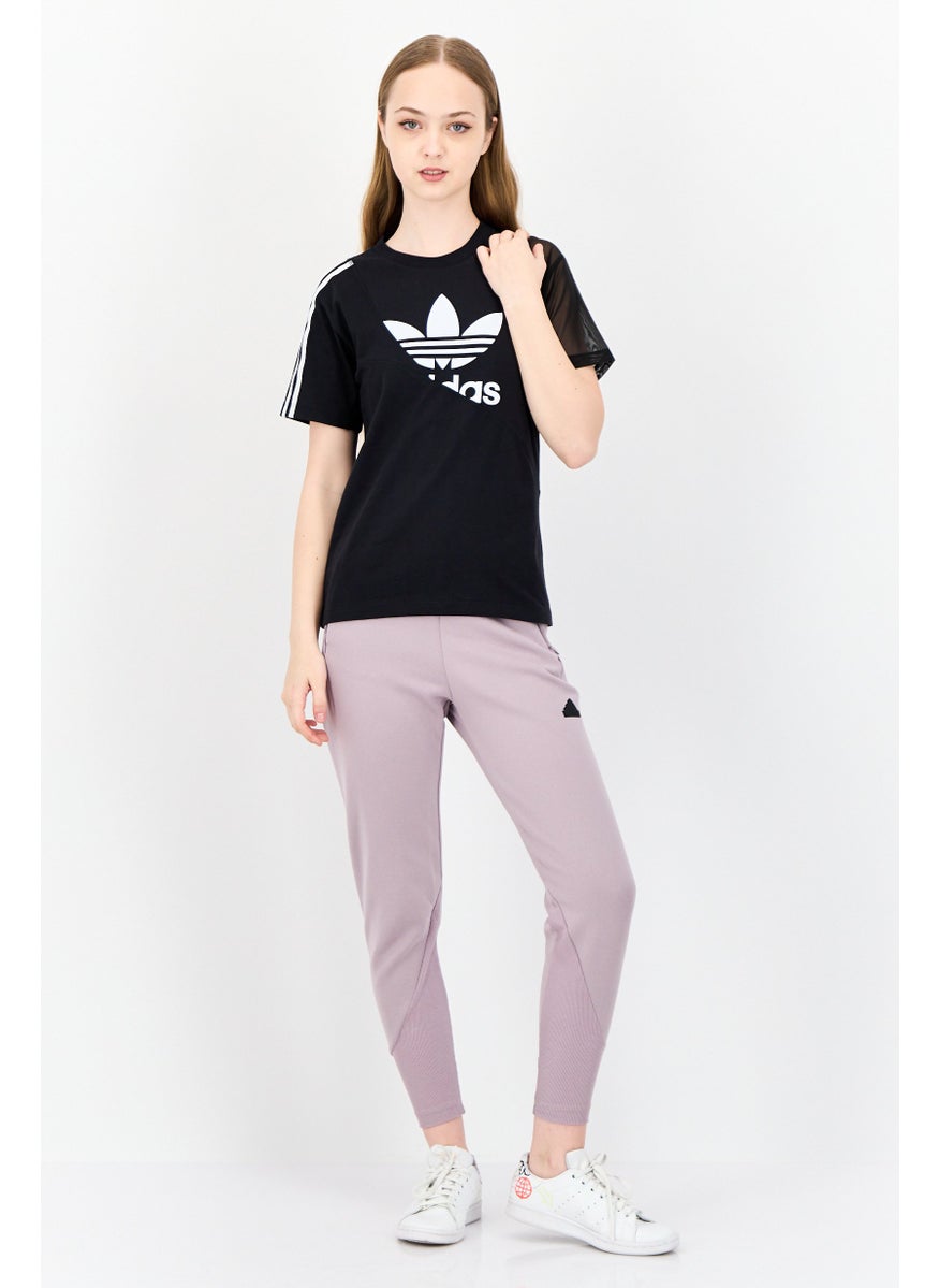 Women Sportswear Fit Short Sleeve Outdoor T-Shirt, Black