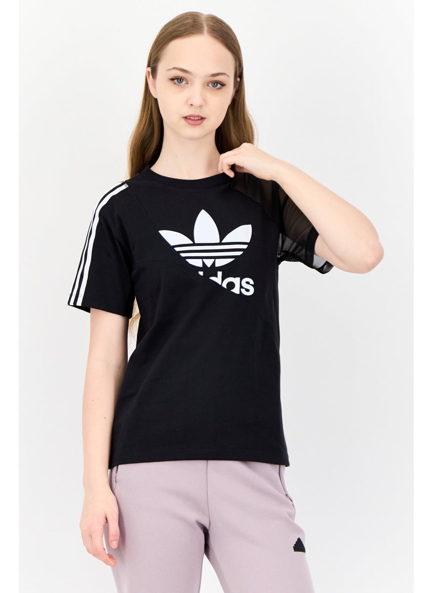 Women Sportswear Fit Short Sleeve Outdoor T-Shirt, Black
