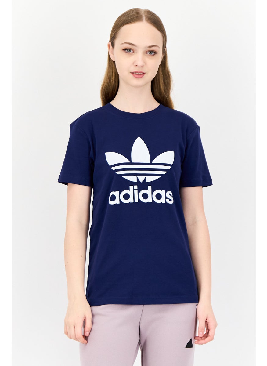 Women Sportswear Fit Short Sleeve Outdoor T-Shirts, Dark Blue