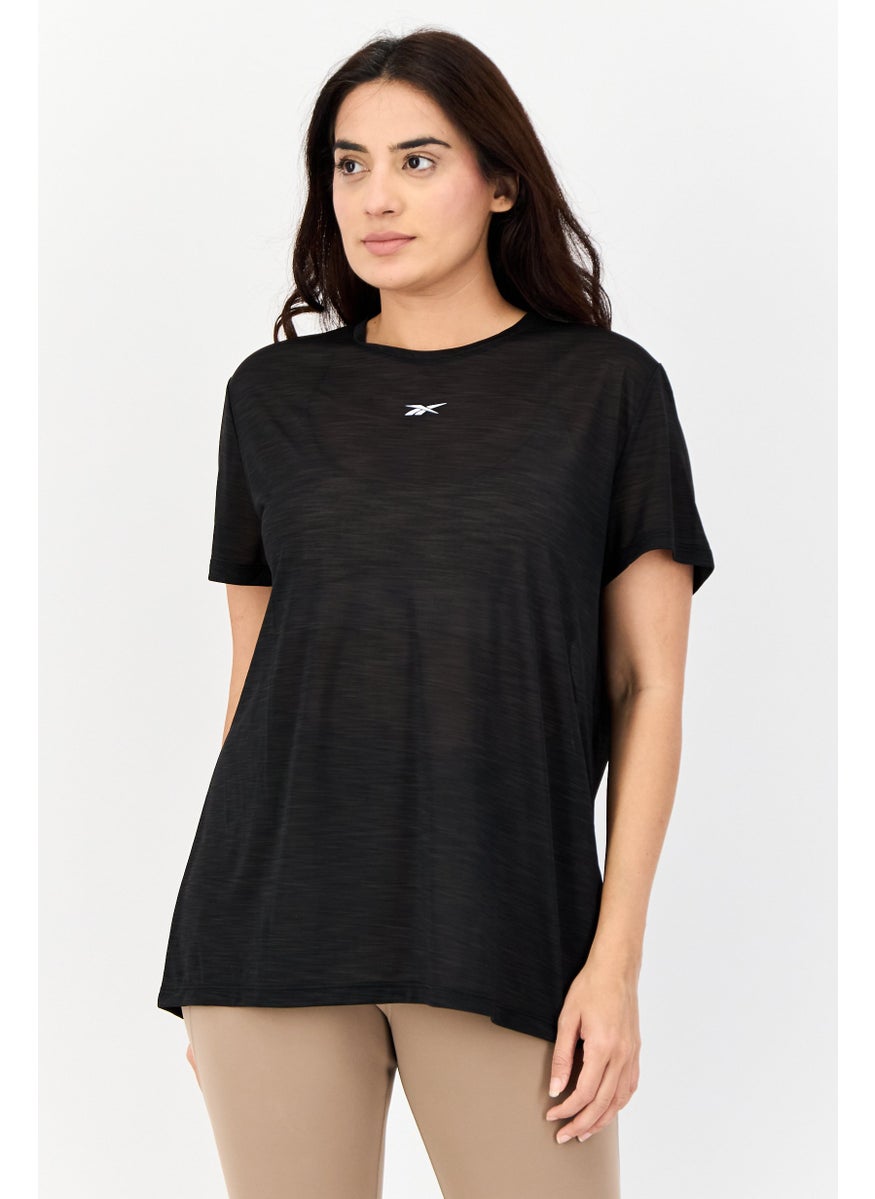 Women Sportswear Fit Short Sleeve Outdoor Top, Black