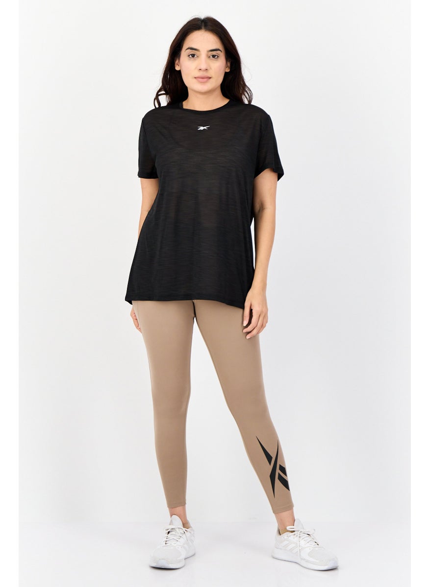 Women Sportswear Fit Short Sleeve Outdoor Top, Black
