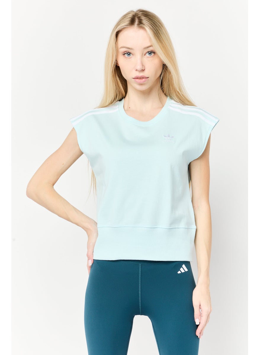 Women Sportswear Fit Brand Logo Training Top, Light Blue