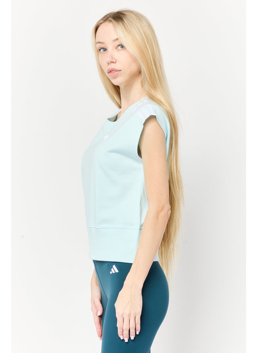 Women Sportswear Fit Brand Logo Training Top, Light Blue