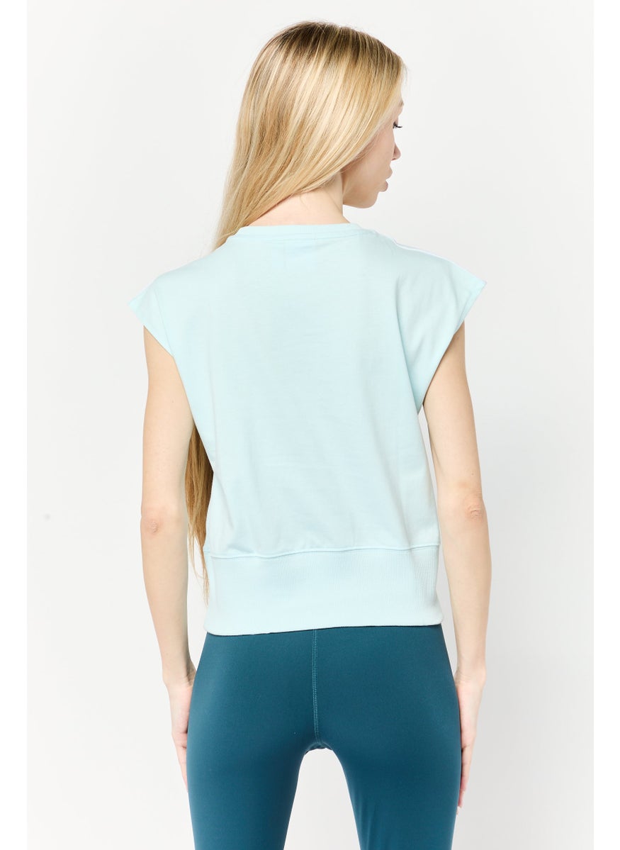 Women Sportswear Fit Brand Logo Training Top, Light Blue