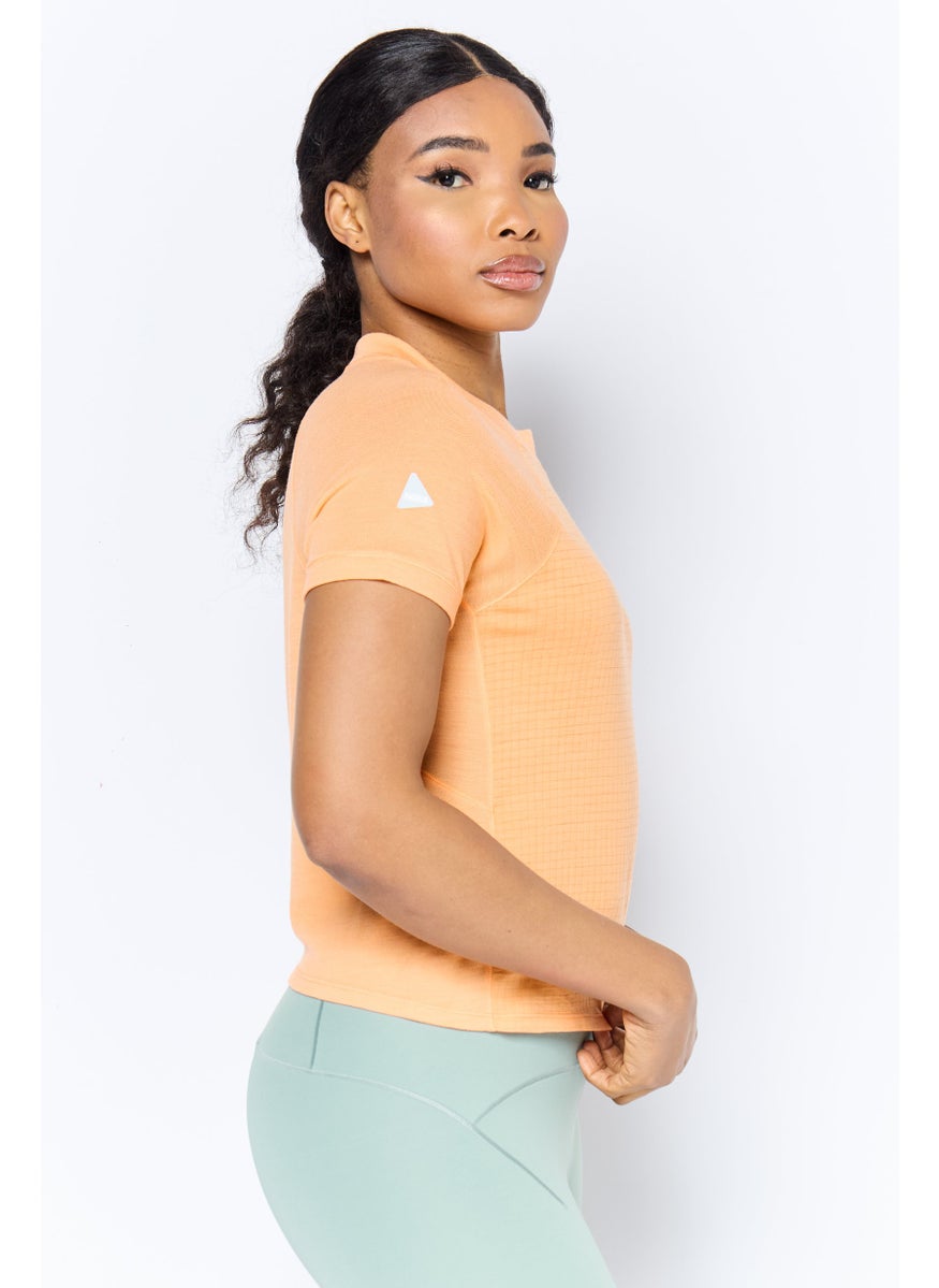 Women Sportswear Fit Short Sleeve Training Top , Coral