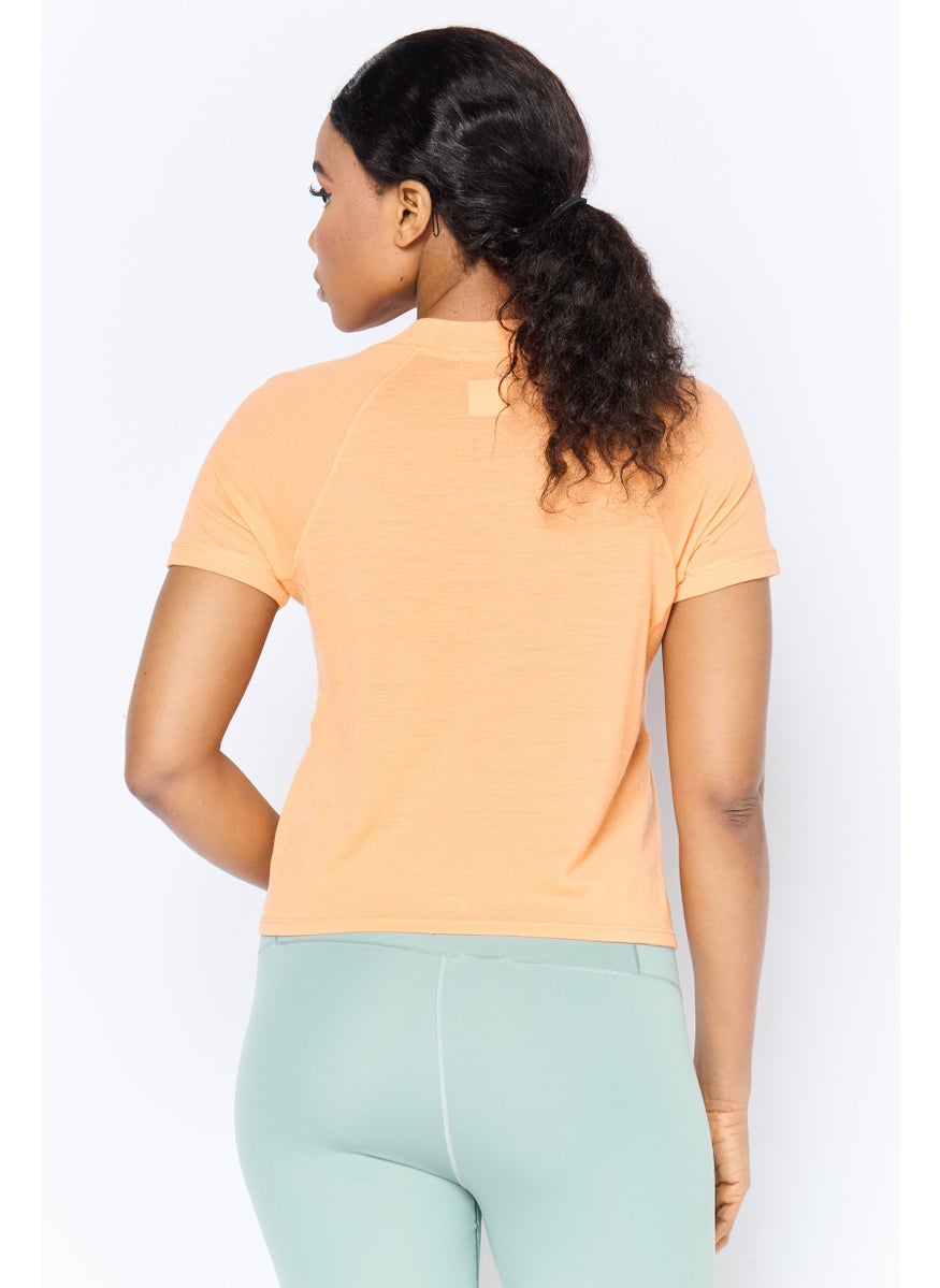 Women Sportswear Fit Short Sleeve Training Top , Coral