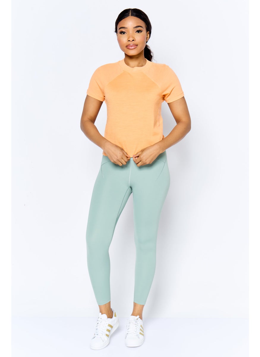 Women Sportswear Fit Short Sleeve Training Top , Coral