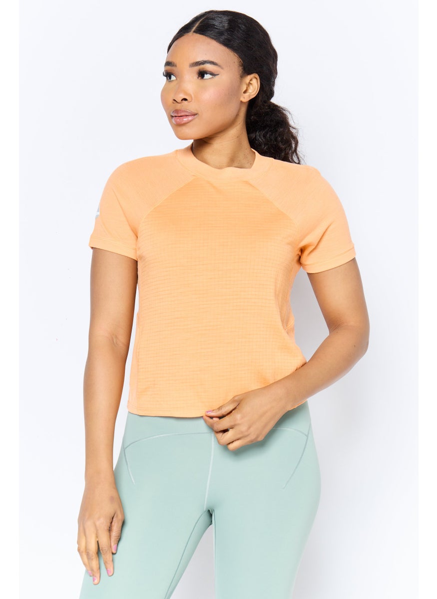 Women Sportswear Fit Short Sleeve Training Top , Coral