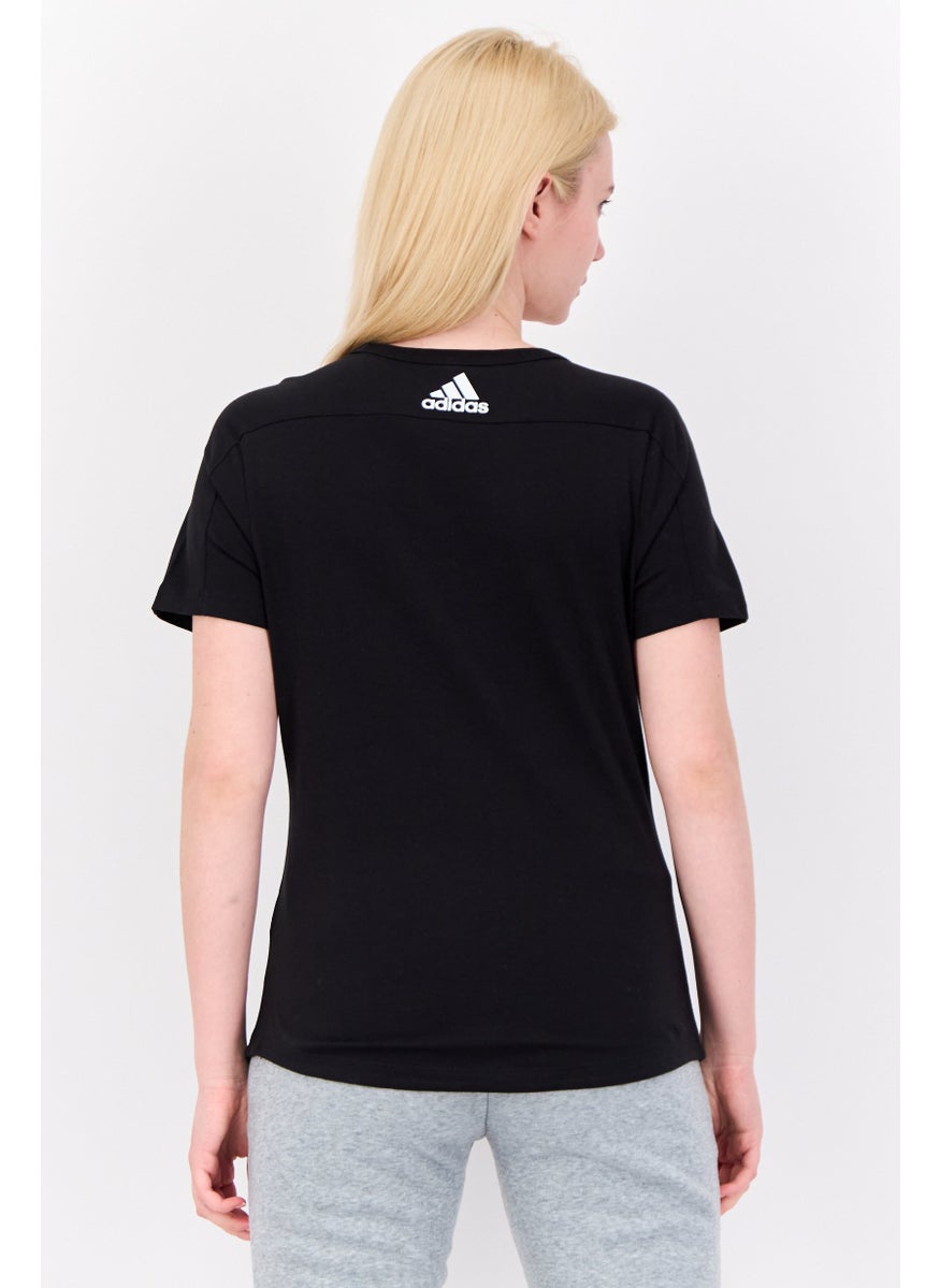 Women Sportswear Fit Short Sleeves Outdoor Top, Black