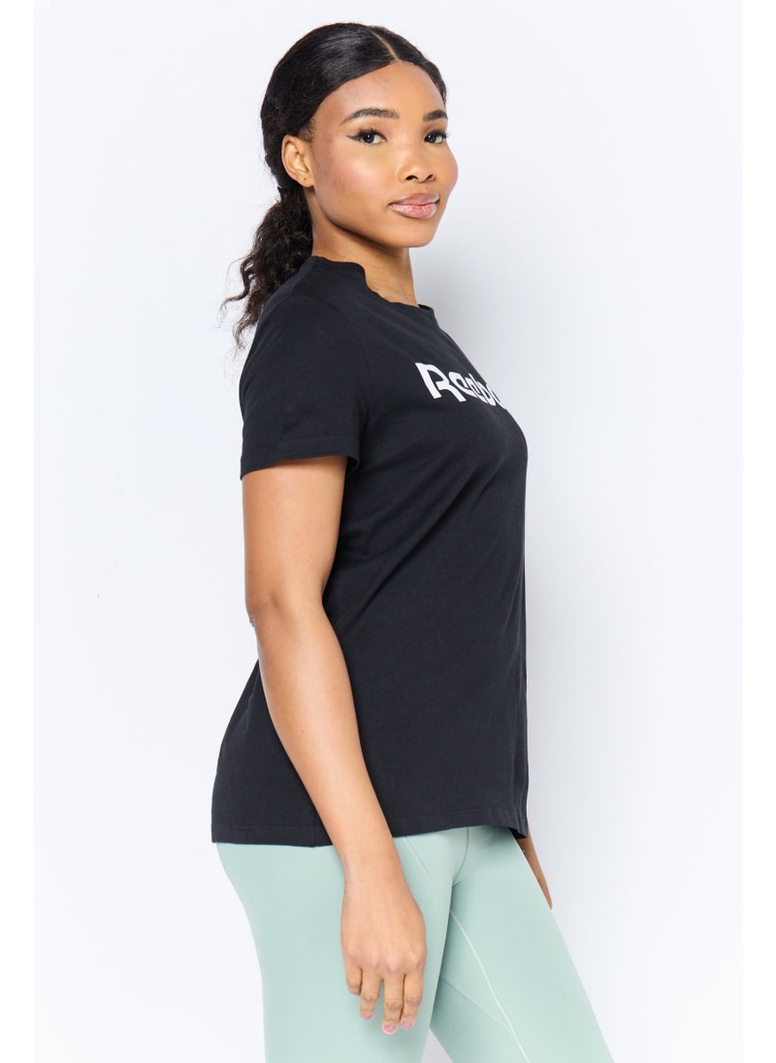 Women Sportswear Fit Short Sleeve Outdoor T-Shirt, Black
