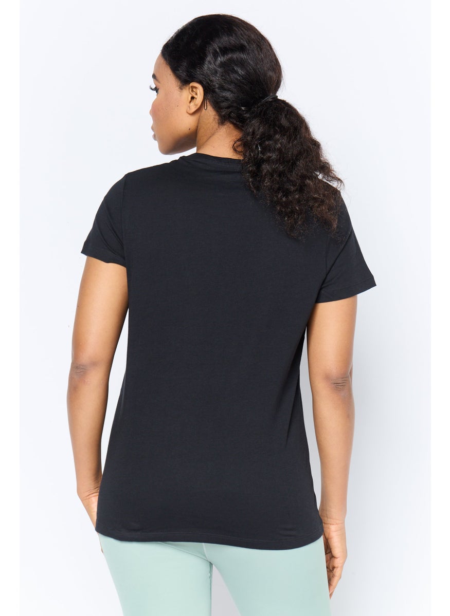 Women Sportswear Fit Short Sleeve Outdoor T-Shirt, Black