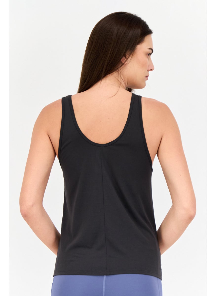 Women Sportswear Fit Sleeveless Training Tank Top, Charcoal
