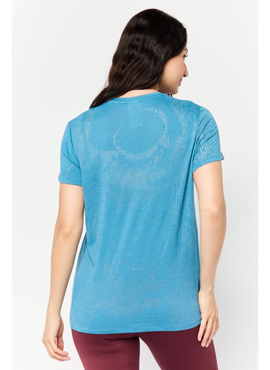 Women Sportswear Fit Short Sleeve Outdoor T-Shirt, Blue