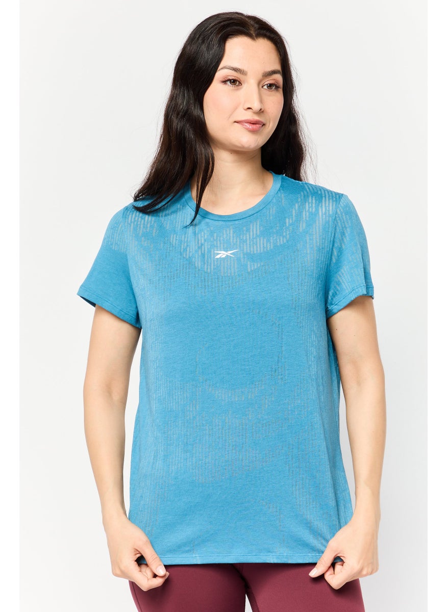 Women Sportswear Fit Short Sleeve Outdoor T-Shirt, Blue