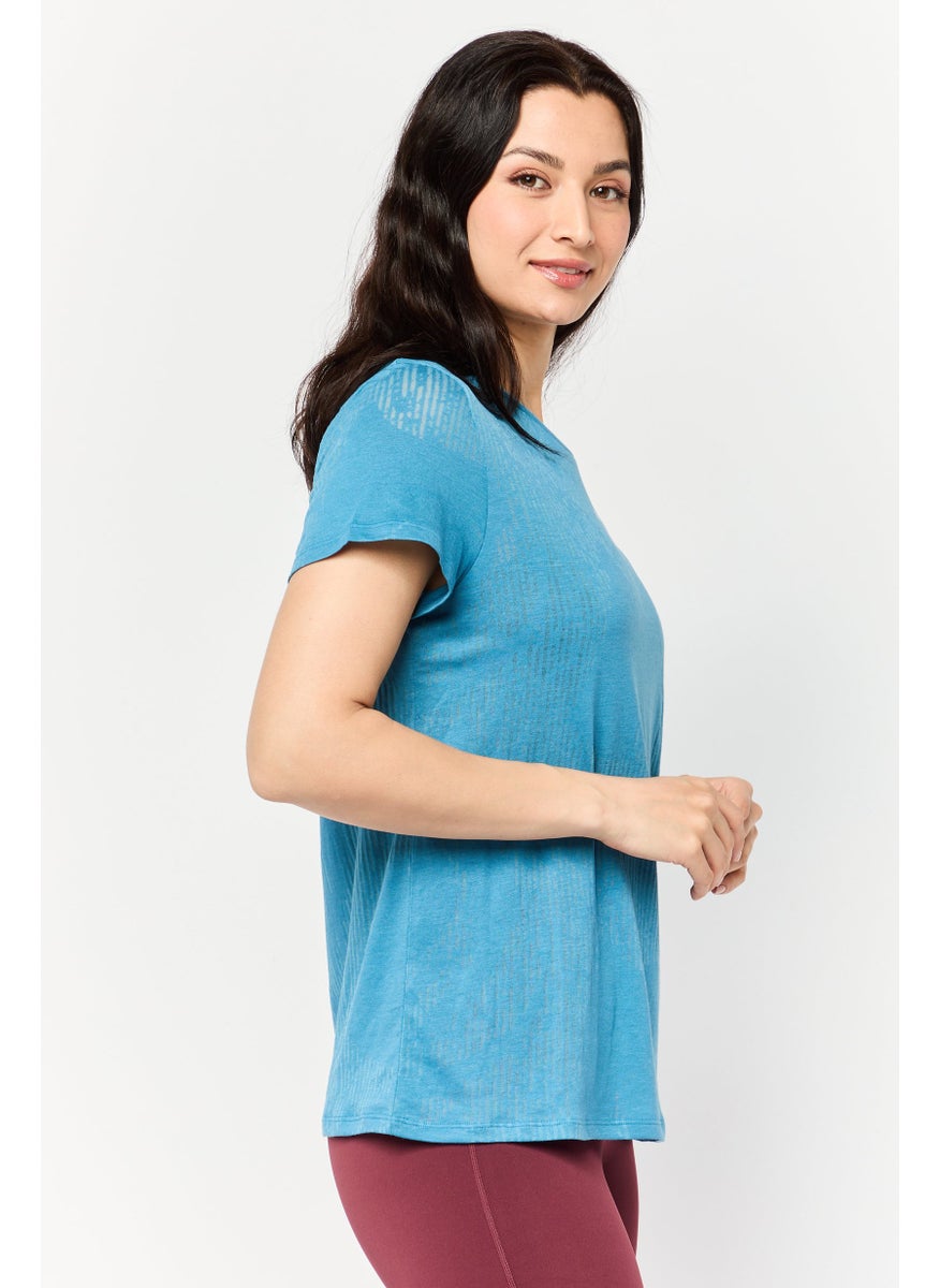 Women Sportswear Fit Short Sleeve Outdoor T-Shirt, Blue