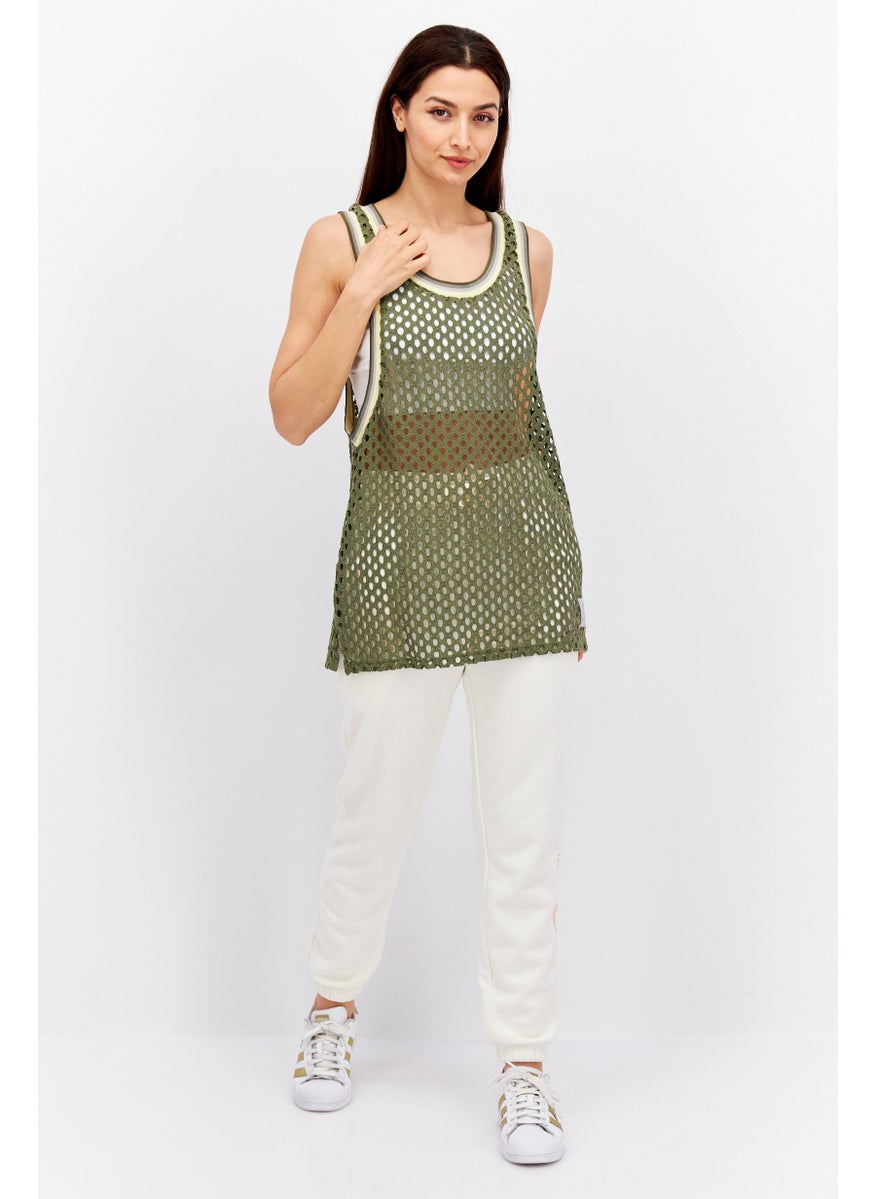 Women Sportswear Fit Sleeveles Training Top, Olive Combo