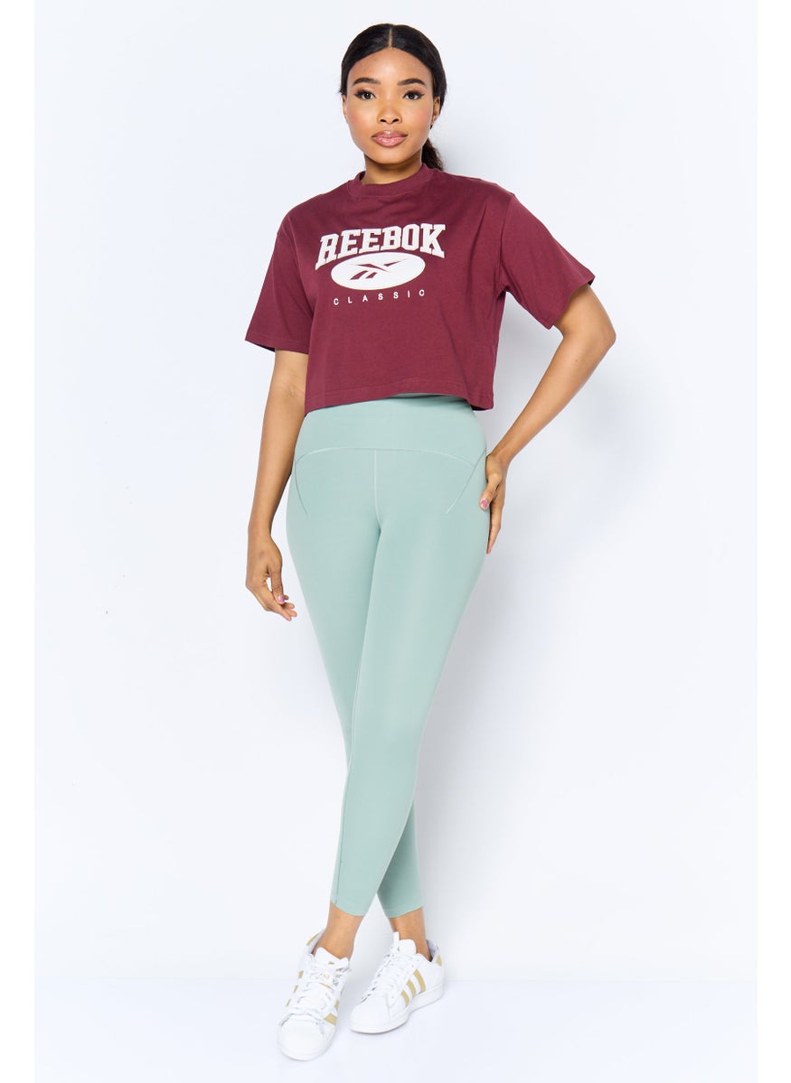 Women Sportswear Fit Short Sleeve Outdoor Top, Maroon