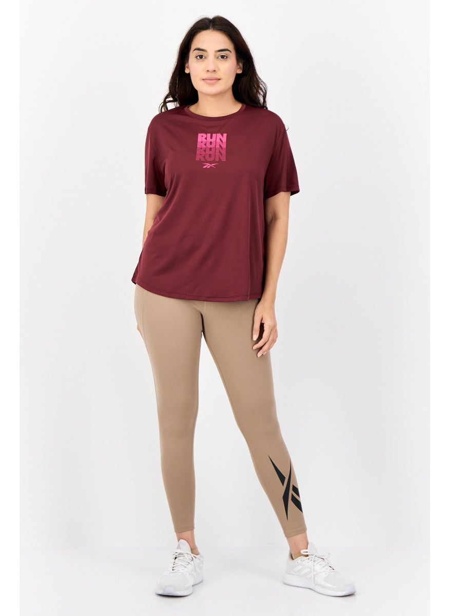 Women Sportswear Fit Short Sleeve Running Top, Maroon