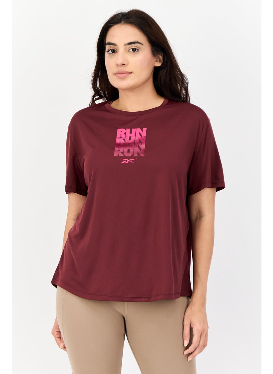 Women Sportswear Fit Short Sleeve Running Top, Maroon