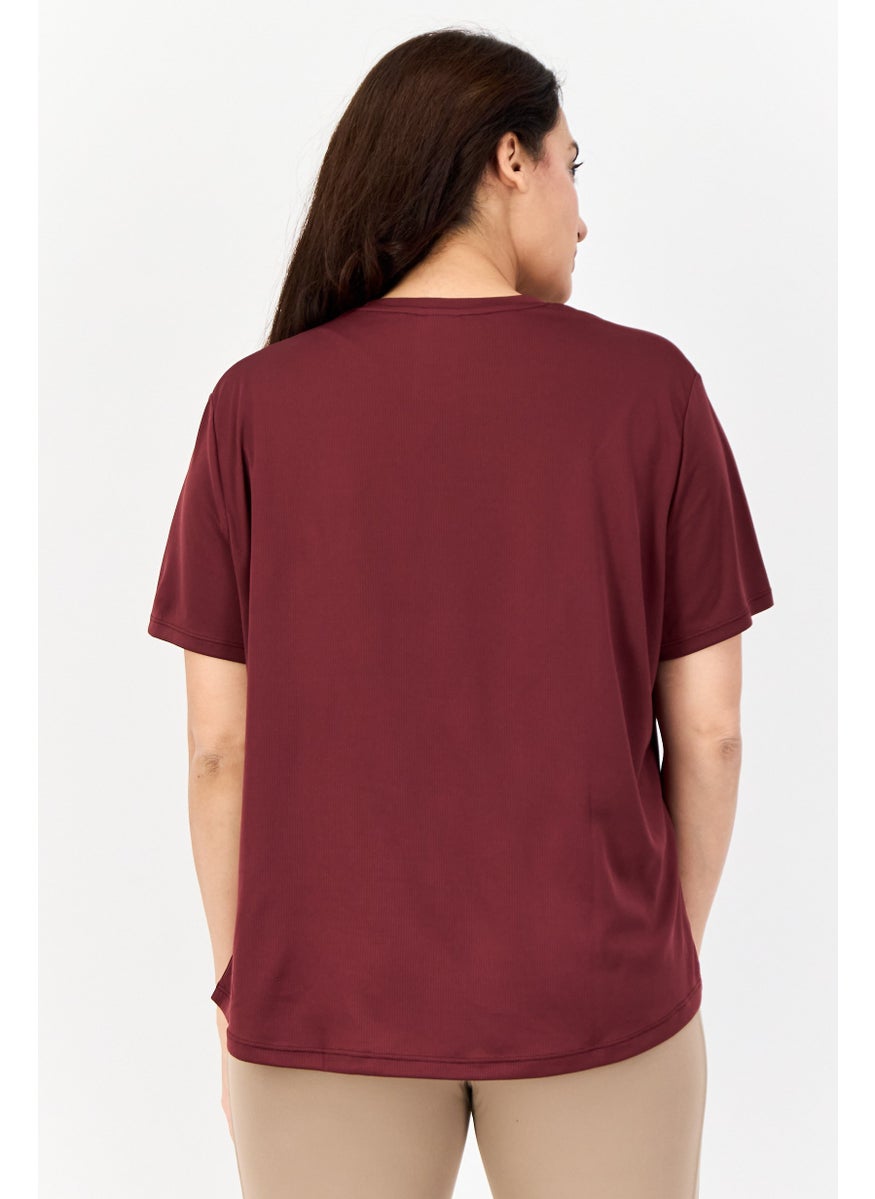 Women Sportswear Fit Short Sleeve Running Top, Maroon