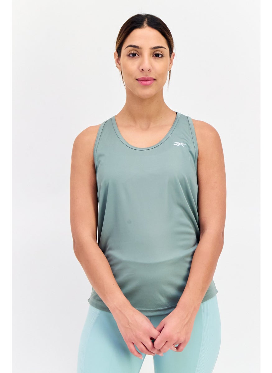 Women Sportswear Fit Sleeveless Training Tank Top, Slate Green