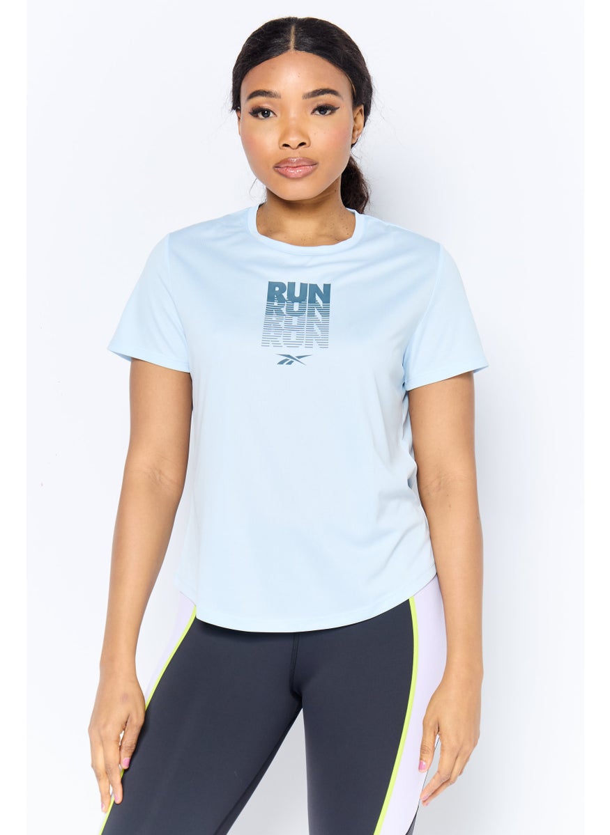 Women Sportswear Fit Short Sleeve Outdoor Top, Light Blue