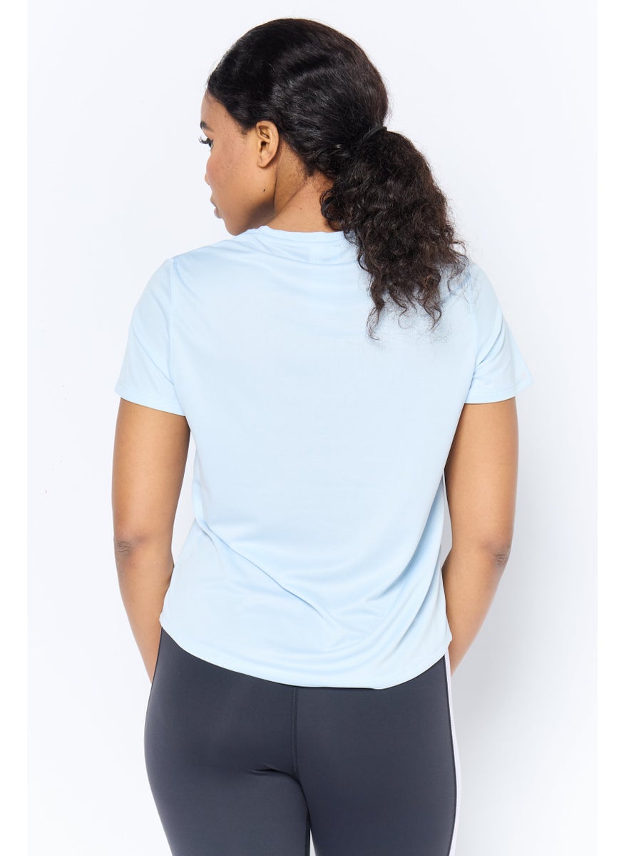 Women Sportswear Fit Short Sleeve Outdoor Top, Light Blue