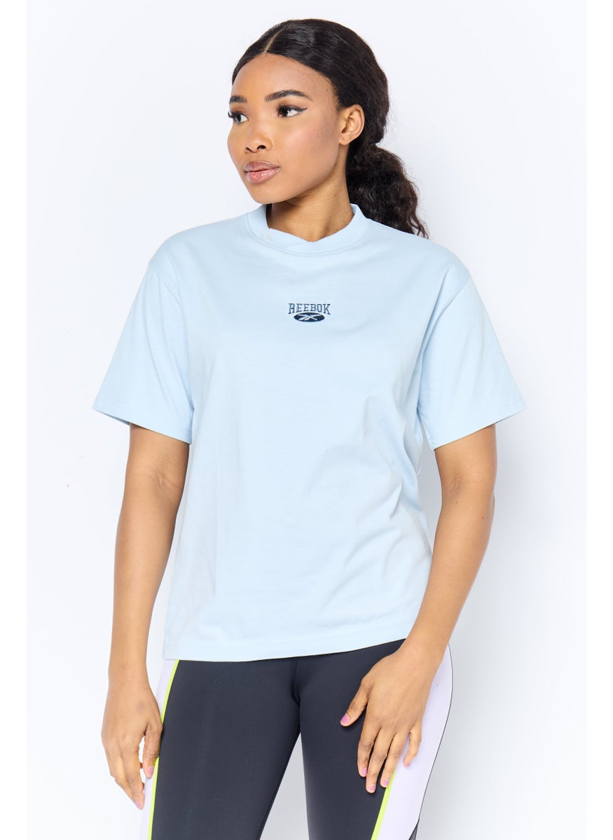 Women Sportswear Fit Short Sleeve Outdoor Top, Blue