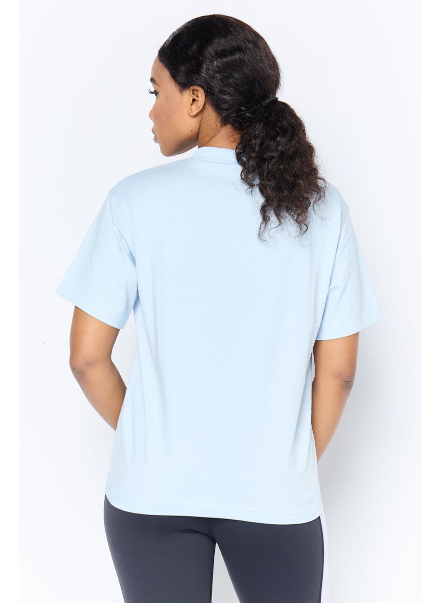 Women Sportswear Fit Short Sleeve Outdoor Top, Blue