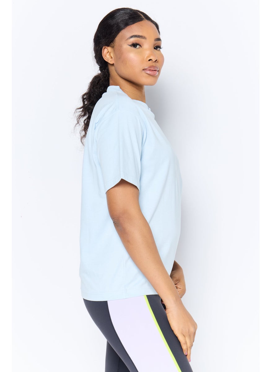 Women Sportswear Fit Short Sleeve Outdoor Top, Blue