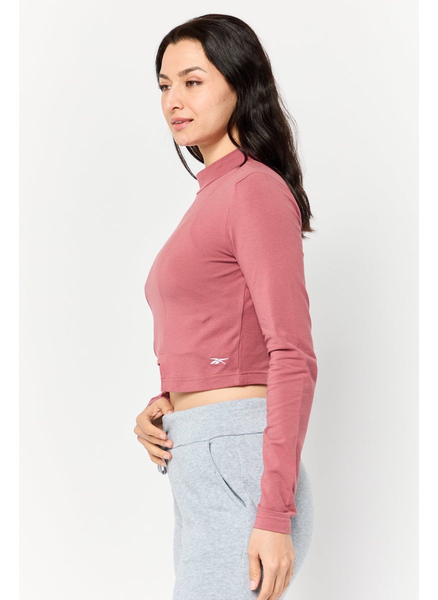 Women Sportswear Fit Long Sleeves Training Top, Rust Pink