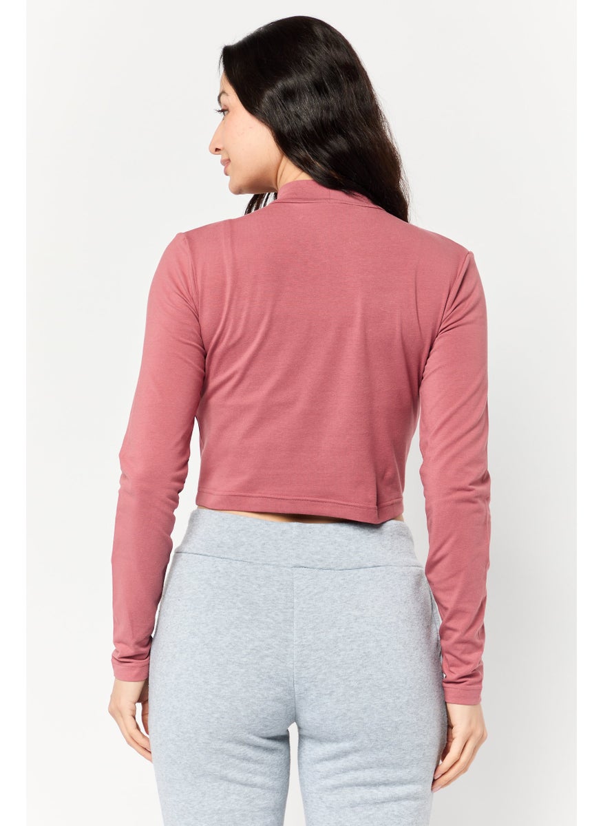 Women Sportswear Fit Long Sleeves Training Top, Rust Pink