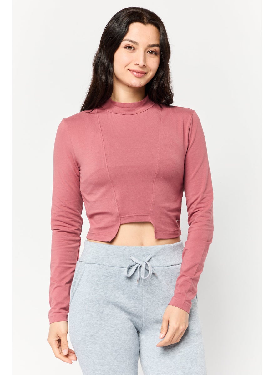 Women Sportswear Fit Long Sleeves Training Top, Rust Pink