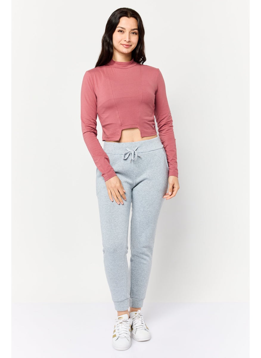 Women Sportswear Fit Long Sleeves Training Top, Rust Pink