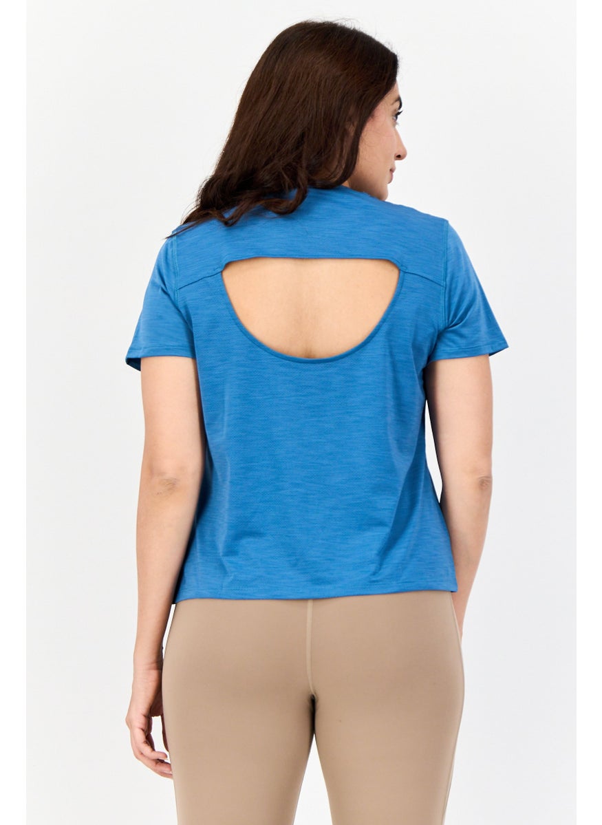 Women Sportswear Fit Short Sleeves Training Top, Blue