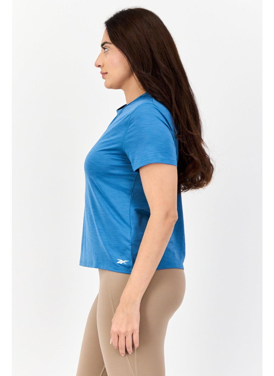 Women Sportswear Fit Short Sleeves Training Top, Blue