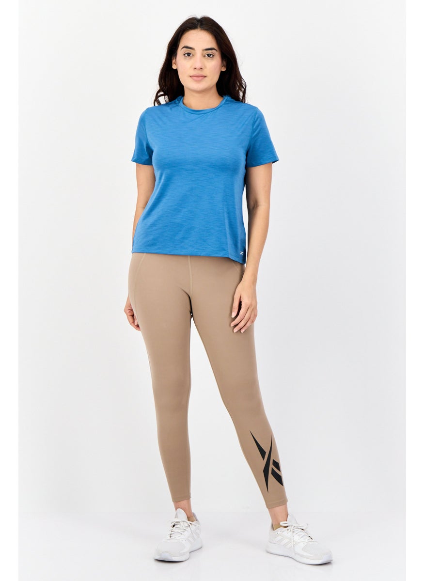 Women Sportswear Fit Short Sleeves Training Top, Blue