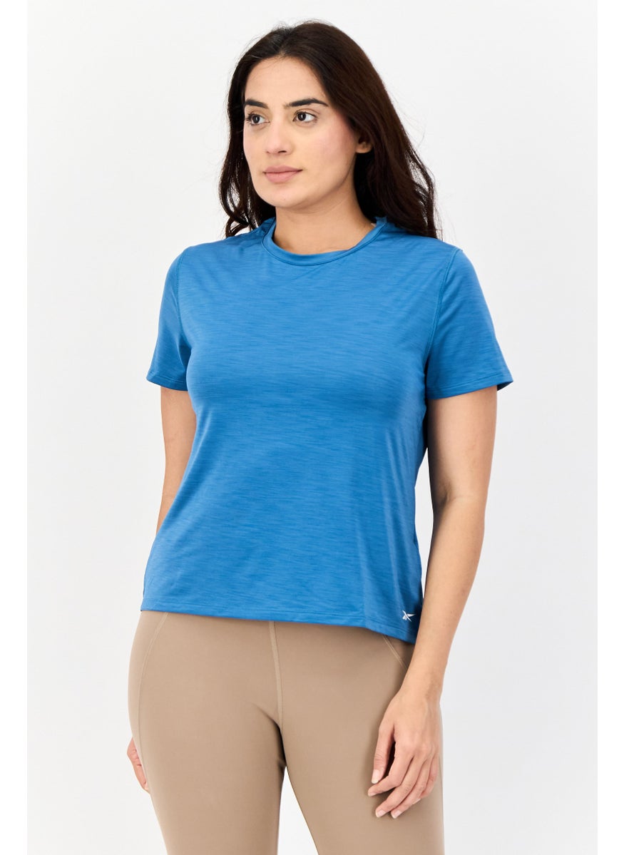 Women Sportswear Fit Short Sleeves Training Top, Blue