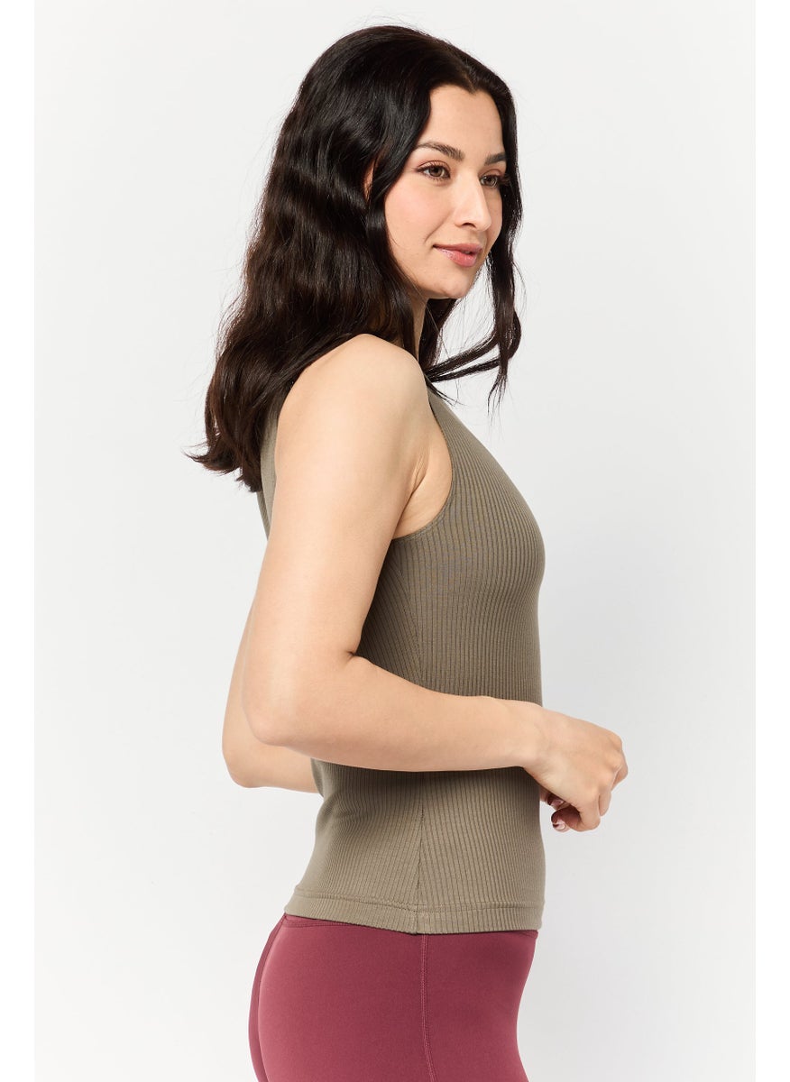 Women Sportswear Fit Embroidered Logo Outdoor Tank Top, Olive