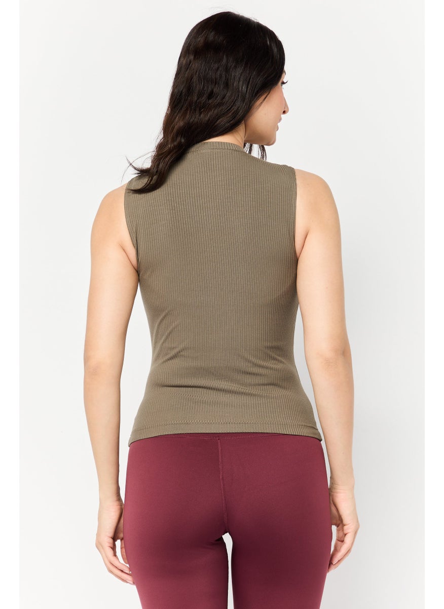 Women Sportswear Fit Embroidered Logo Outdoor Tank Top, Olive