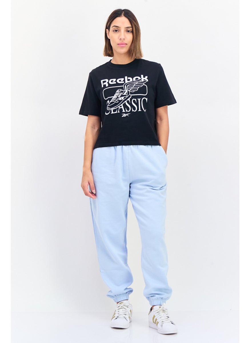 Women Sportswear Fit Short Sleeves Running Crop T-Shirt, Black