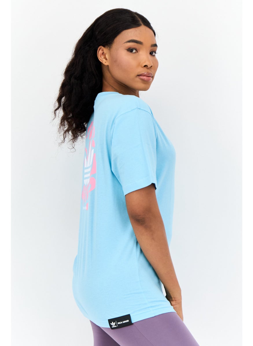 Women Sportswear Fit Short Sleeves Outdoor T-Shirt, Light Blue