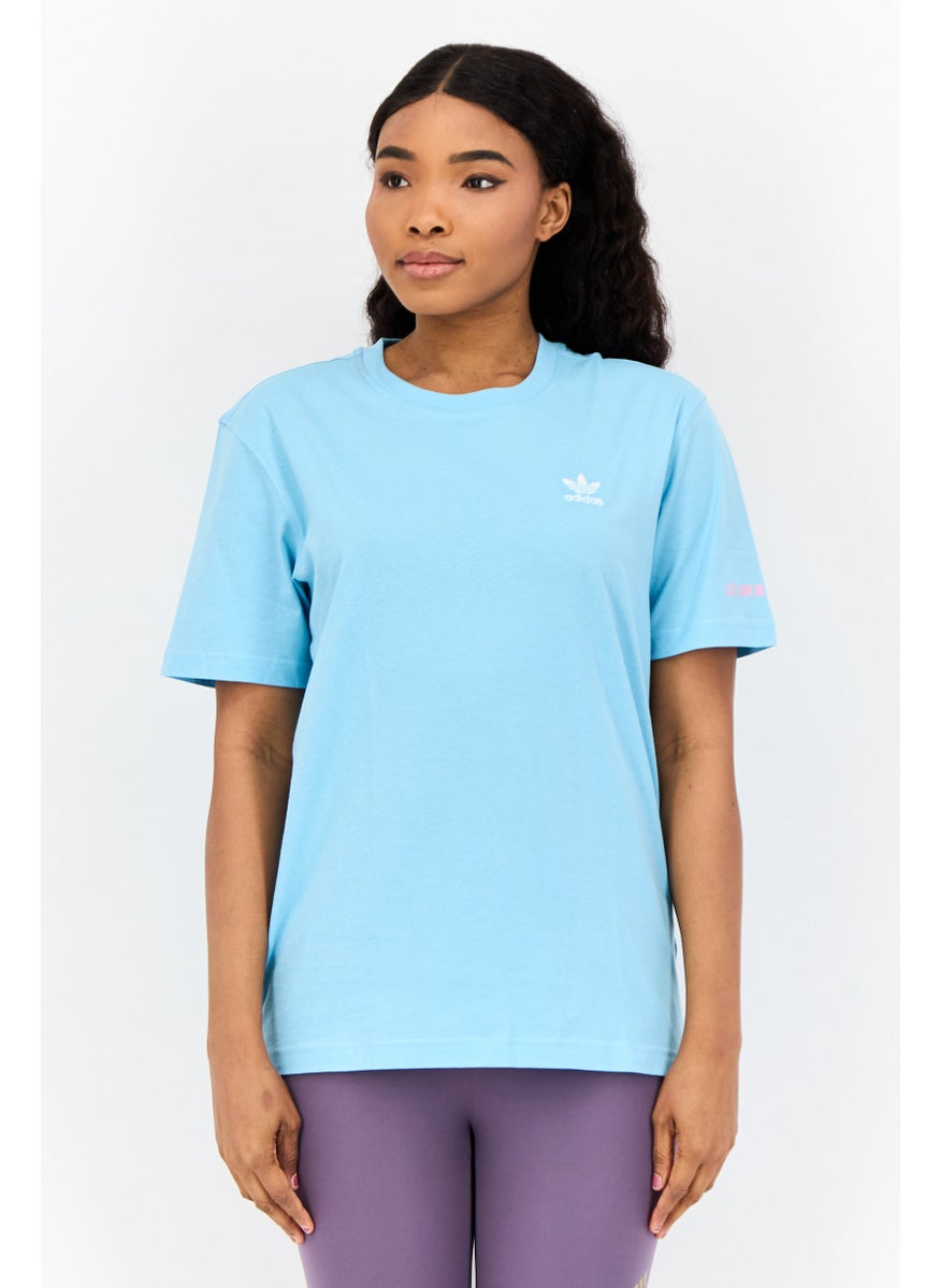 Women Sportswear Fit Short Sleeves Outdoor T-Shirt, Light Blue