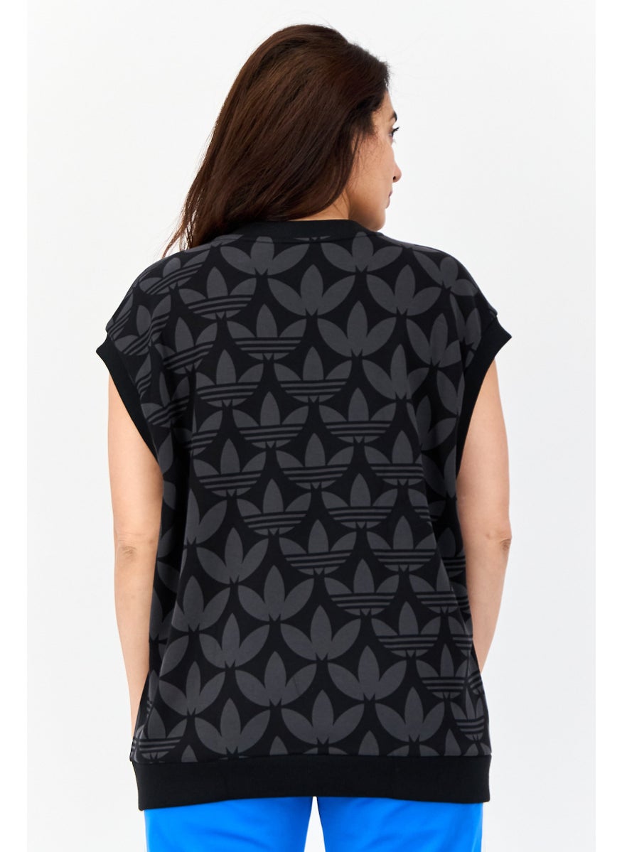 Women Sportswear Fit Sleeveless Outdoor Vest, Black